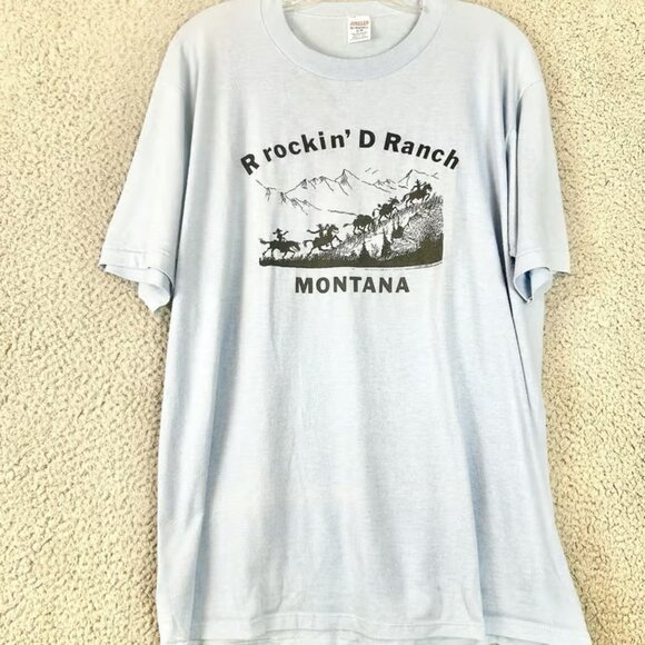 Jerzees by Russell Montana Western Cowboy Ranch Graphic T Shirt Size XL 80s USA - Picture 1 of 4